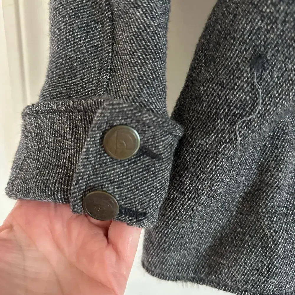 Karl Legerfeld Rare Vintage 90s Gray Tweed Military Steampunk Style Jacket